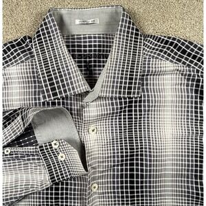 TAILORBYRD Shirt Mens Large Black White Geometric Casual Button Down Metro